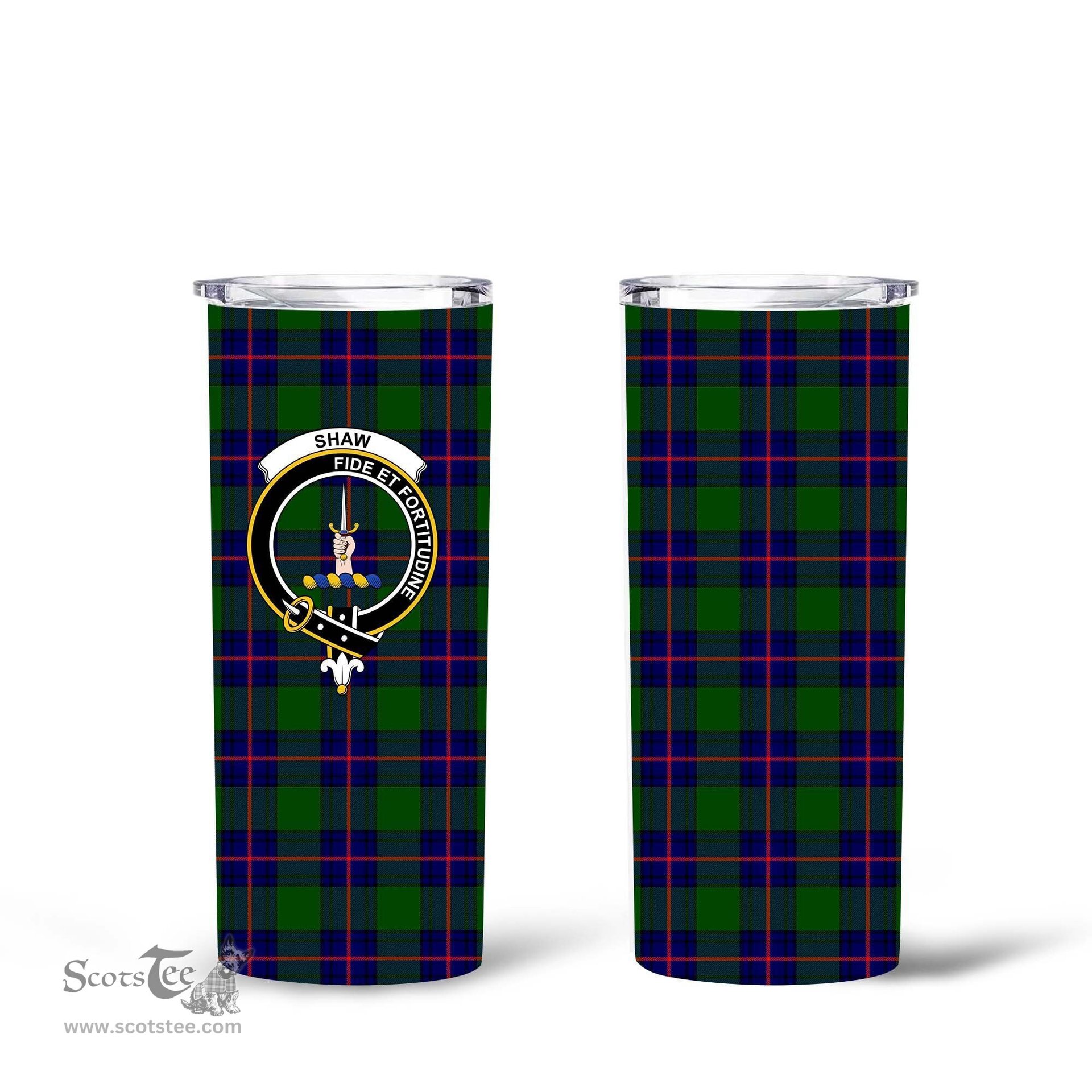 Scottish Shaw (of Tordarroch) Clan Tartan Tumbler - Tall Glitter Tumbler Scottish Plaid Tartan Plaid