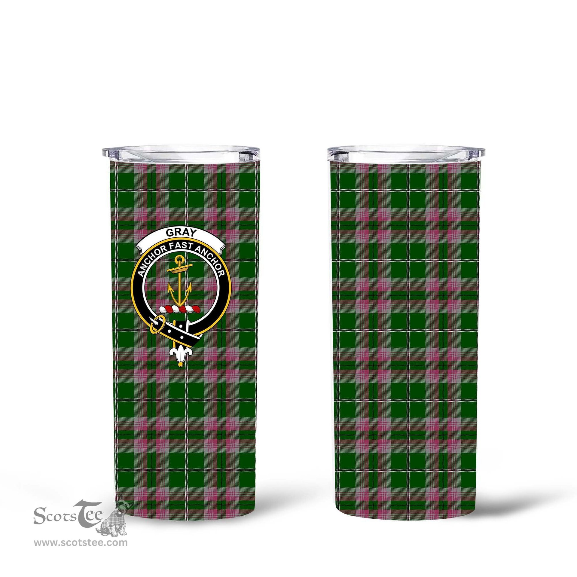 Scottish Gray Clan Tartan Tumbler - Tall Glitter Tumbler Scottish Plaid Tartan Plaid