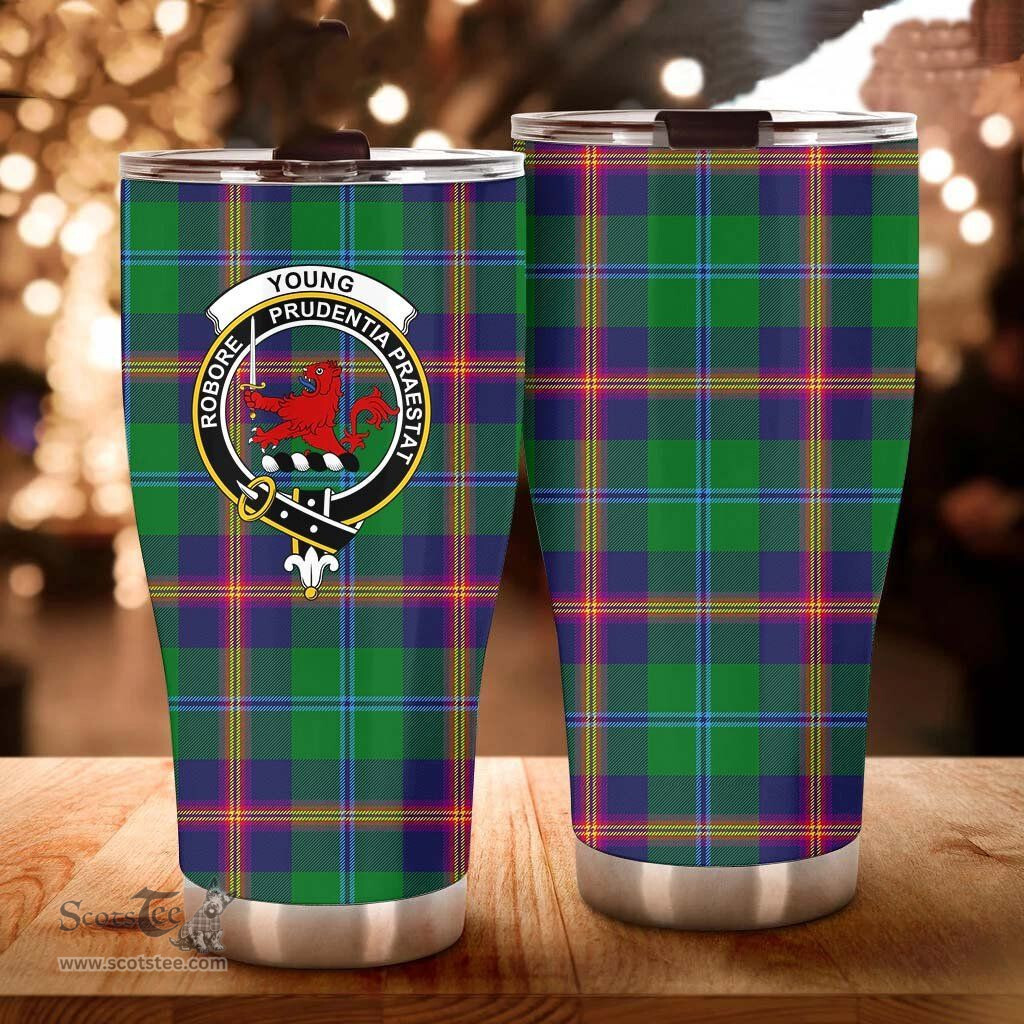 Scottish Young Clan Tartan Tumbler - Curved Glitter Tumbler Scottish Plaid Tartan Plaid