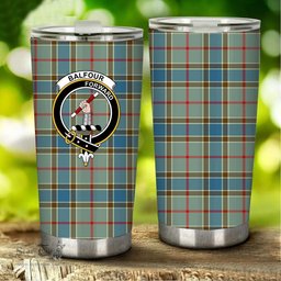 Scottish Balfour Clan Tartan Tumbler - Stainless Steel Glitter Tumbler Scottish Plaid Tartan Plaid