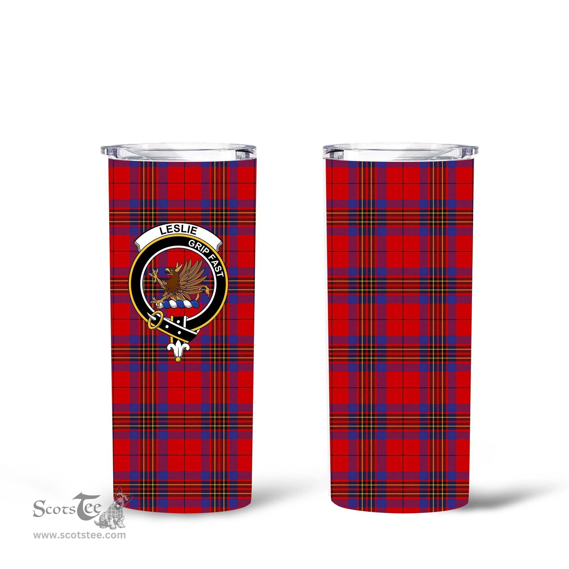 Scottish Leslie Clan Tartan Tumbler - Tall Glitter Tumbler Scottish Plaid Tartan Plaid