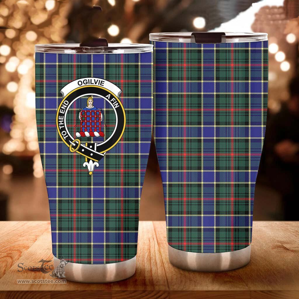 Scottish Ogilvie Clan Tartan Tumbler - Curved Glitter Tumbler Scottish Plaid Tartan Plaid