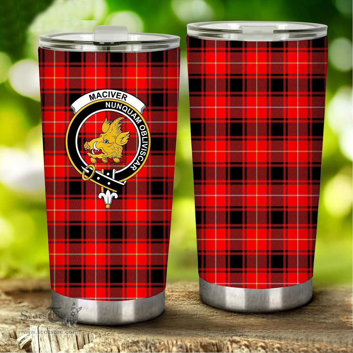 Scottish MacIver Clan Tartan Tumbler - Stainless Steel Glitter Tumbler Scottish Plaid Tartan Plaid