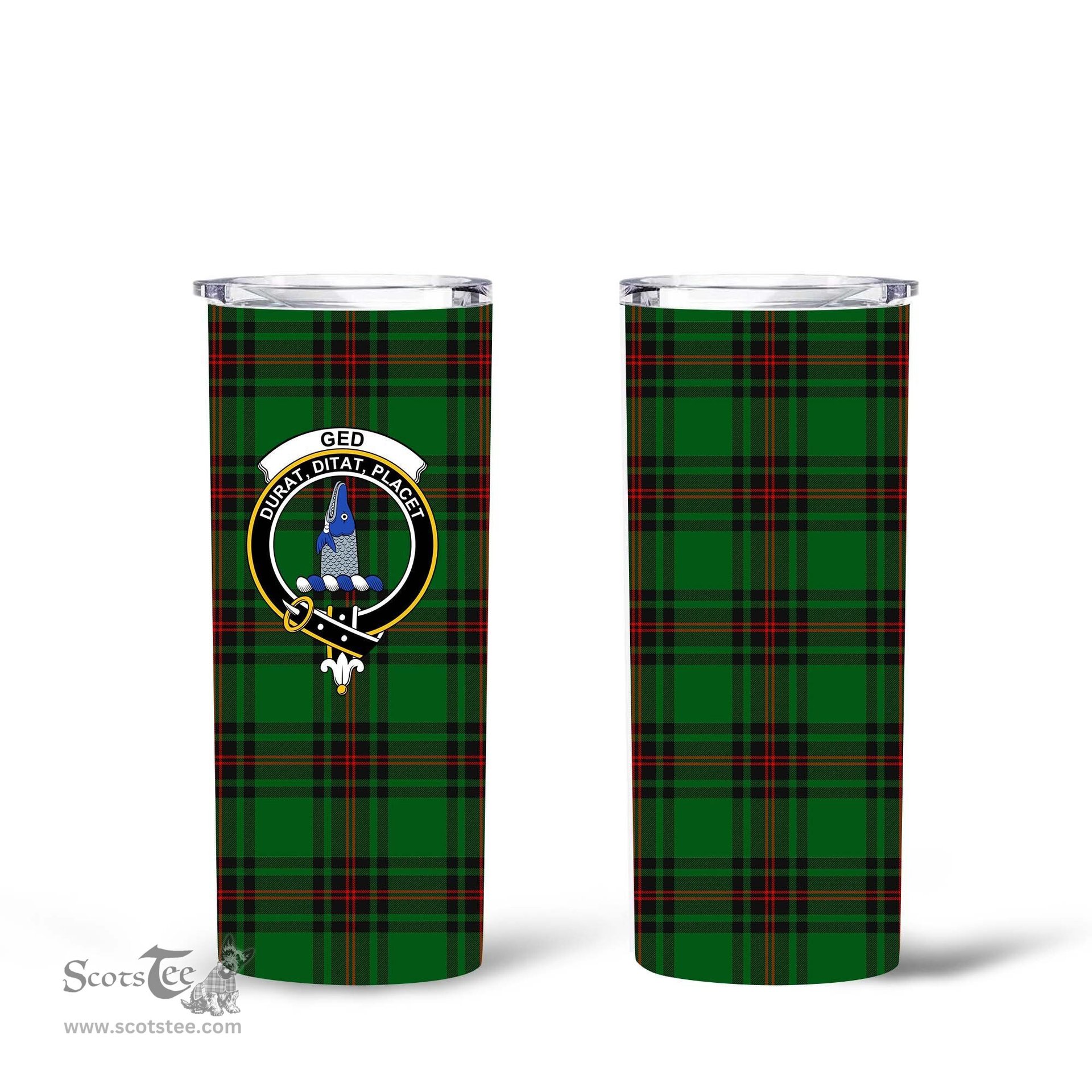 Scottish Ged Clan Tartan Tumbler - Tall Glitter Tumbler Scottish Plaid Tartan Plaid