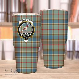 Scottish Balfour Clan Tartan Tumbler - Stainless Steel Glitter Tumbler Scottish Plaid Tartan Plaid