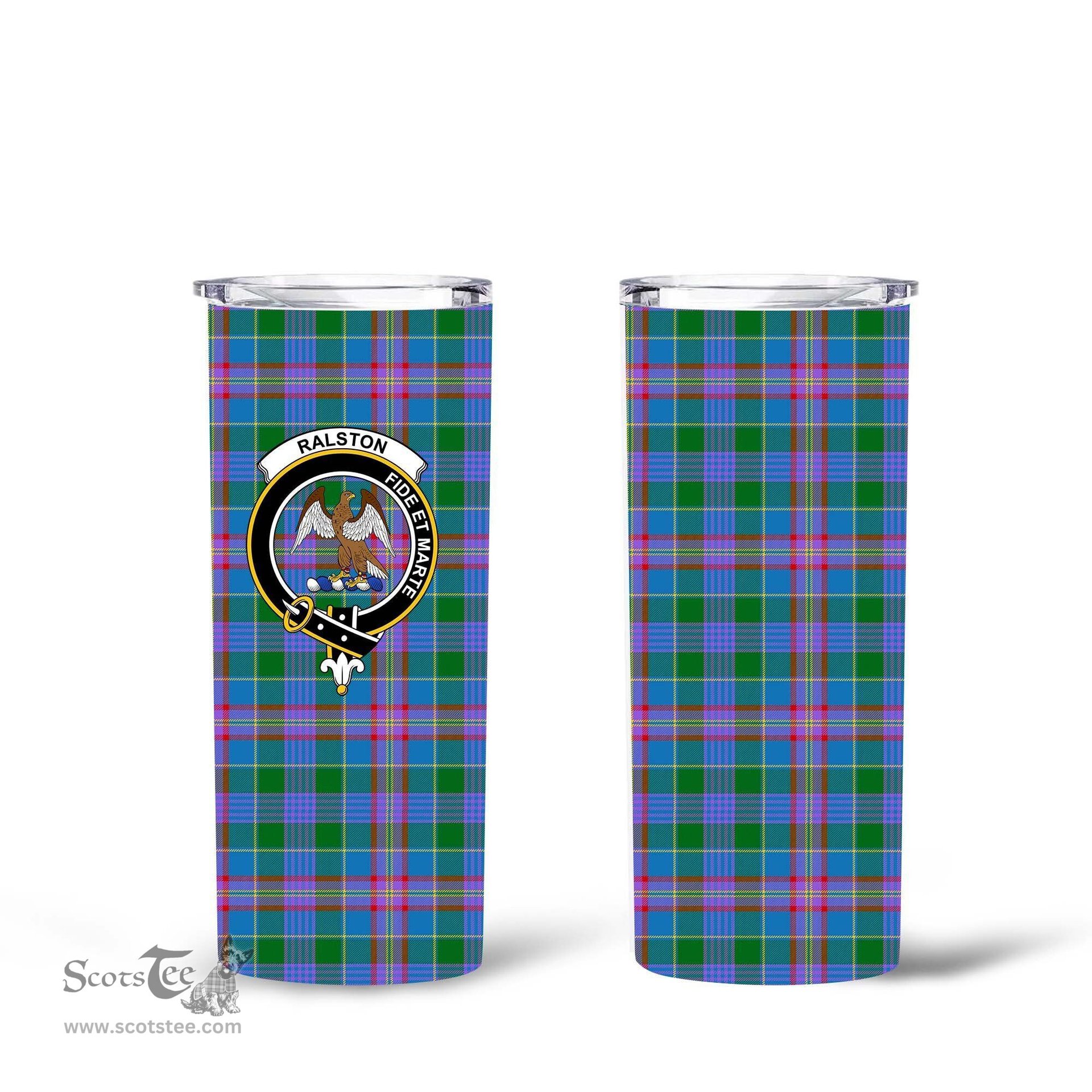 Scottish Ralston Clan Tartan Tumbler - Tall Glitter Tumbler Scottish Plaid Tartan Plaid