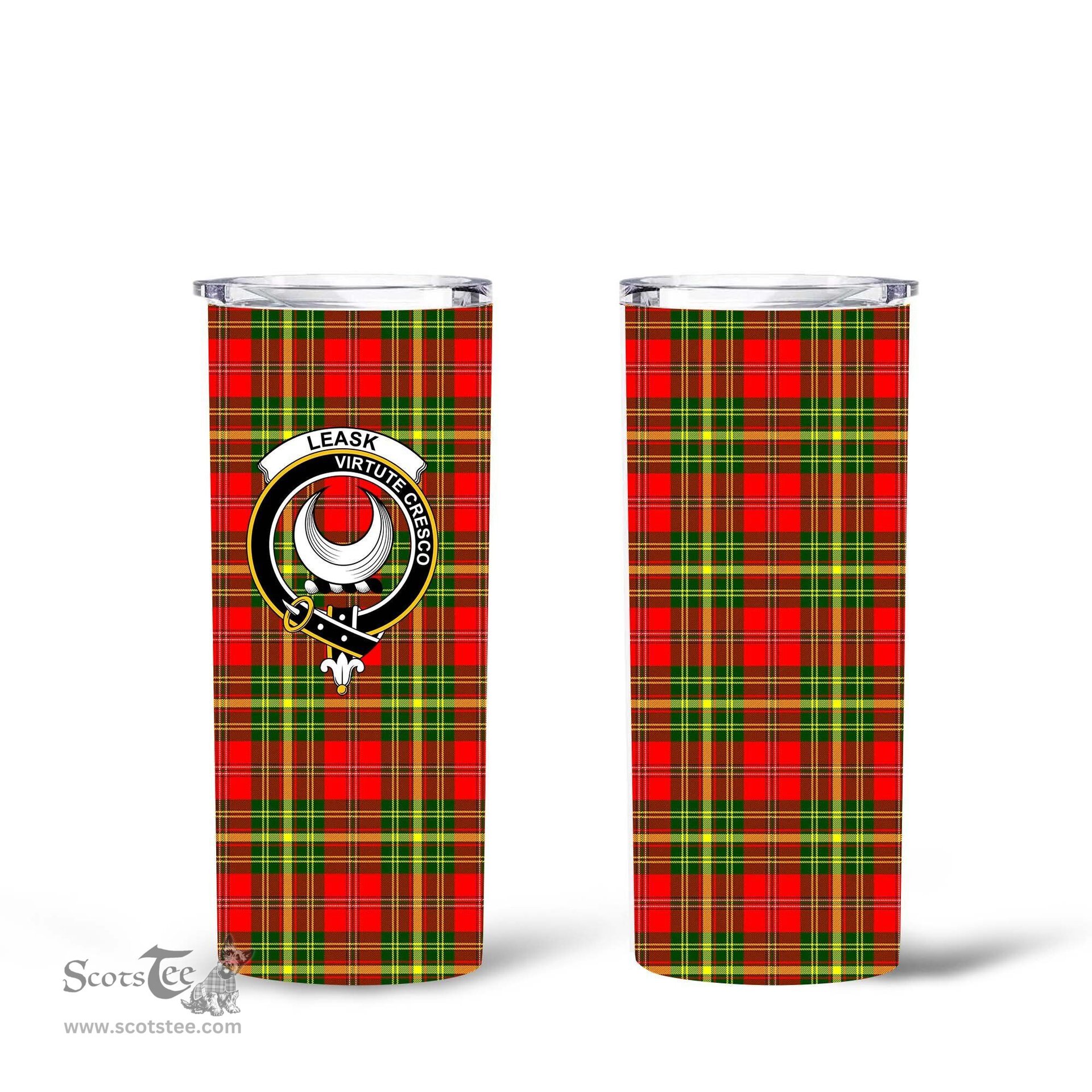 Scottish Leask Clan Tartan Tumbler - Tall Glitter Tumbler Scottish Plaid Tartan Plaid
