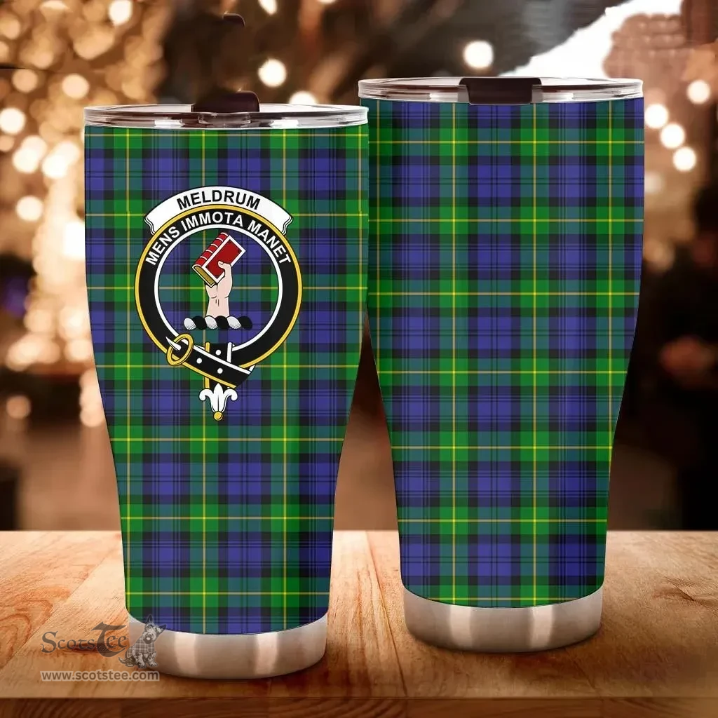 Scottish Meldrum Clan Tartan Tumbler - Curved Glitter Tumbler Scottish Plaid Tartan Plaid