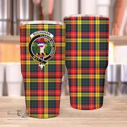 Scottish Buchanan Clan Tartan Tumbler - Stainless Steel Glitter Tumbler Scottish Plaid Tartan Plaid