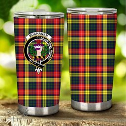 Scottish Buchanan Clan Tartan Tumbler - Stainless Steel Glitter Tumbler Scottish Plaid Tartan Plaid