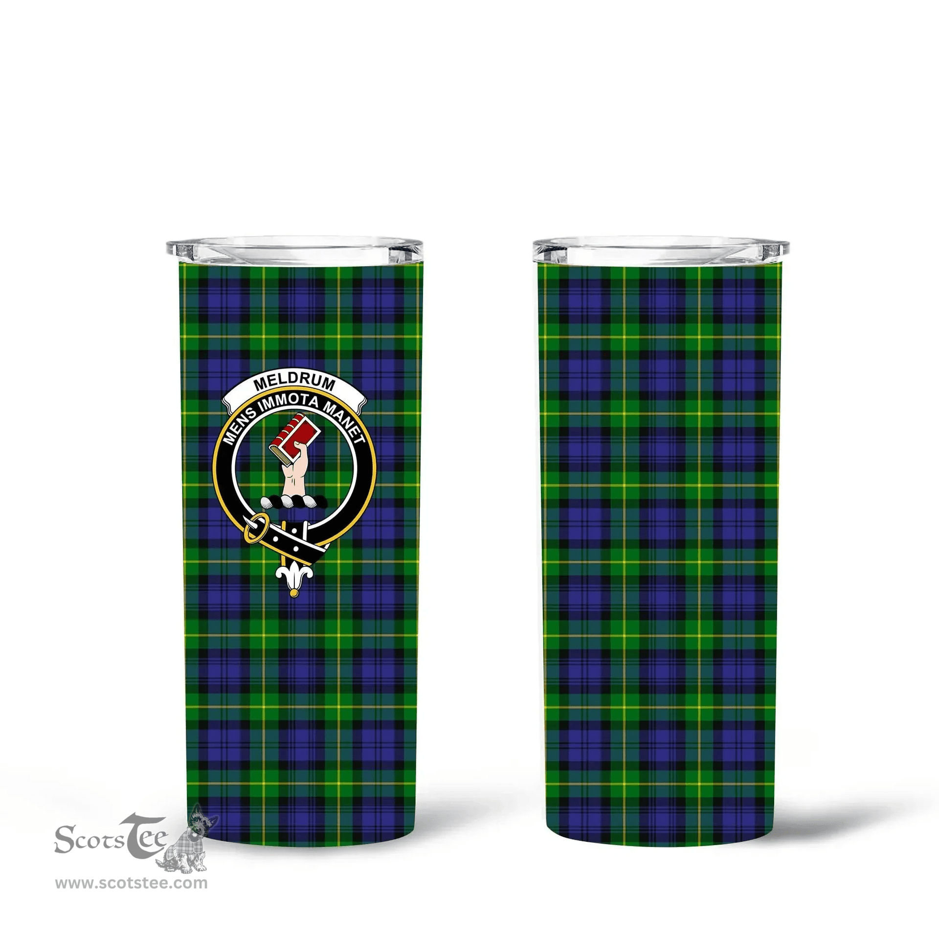 Scottish Meldrum Clan Tartan Tumbler - Tall Glitter Tumbler Scottish Plaid Tartan Plaid