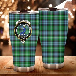 Scottish Arbuthnot Clan Tartan Tumbler - Curved Glitter Tumbler Scottish Plaid Tartan Plaid