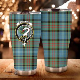 Scottish Brisbane Clan Tartan Tumbler - Curved Glitter Tumbler Scottish Plaid Tartan Plaid