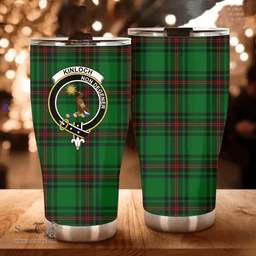 Scottish Kinloch Clan Tartan Tumbler - Curved Glitter Tumbler Scottish Plaid Tartan Plaid
