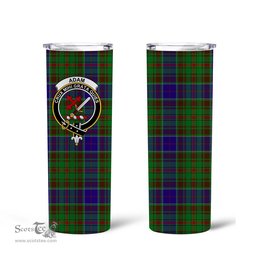 Scottish Adam Clan Tartan Tumbler - Tall Glitter Tumbler Scottish Plaid Tartan Plaid