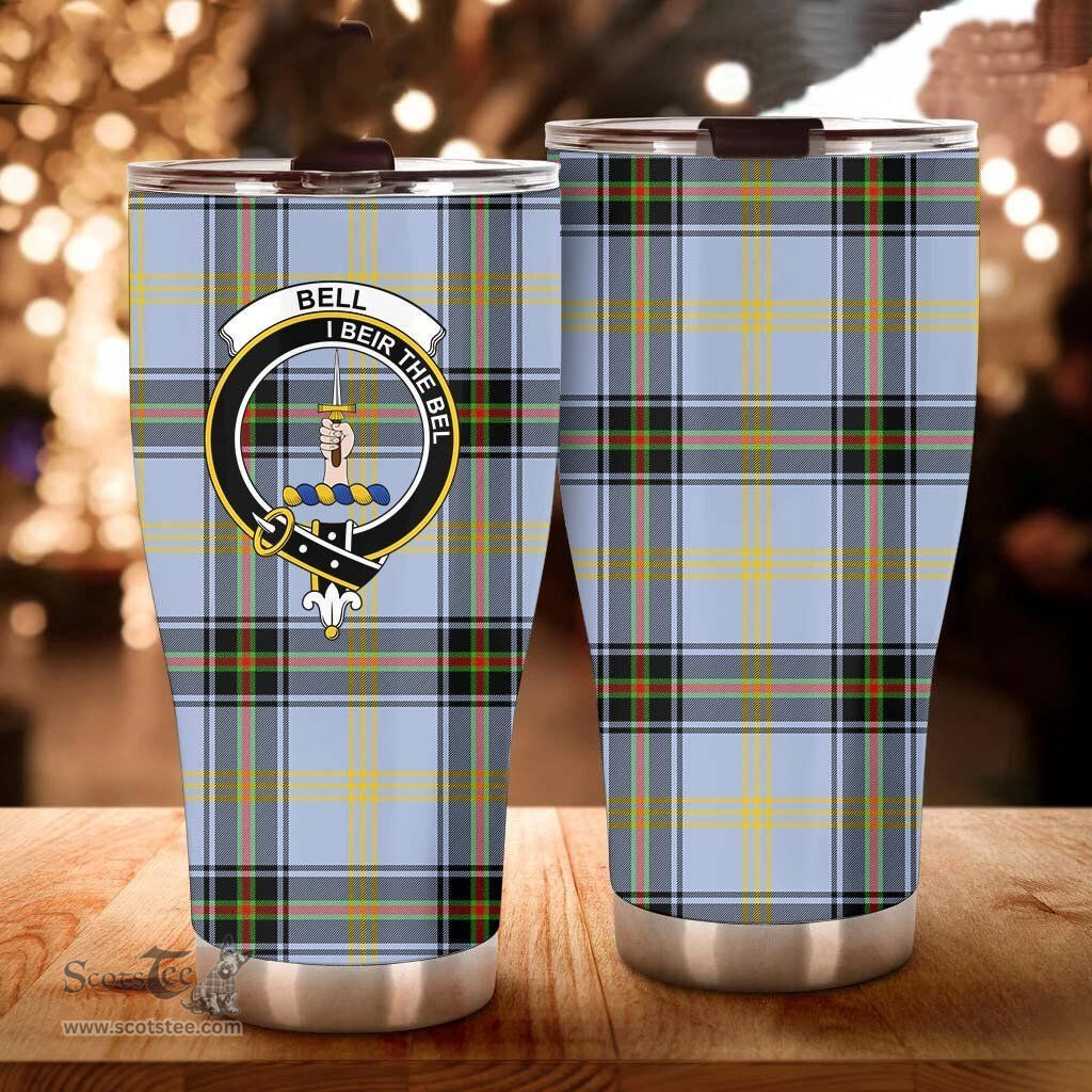 Scottish Bell Clan Tartan Tumbler - Curved Glitter Tumbler Scottish Plaid Tartan Plaid