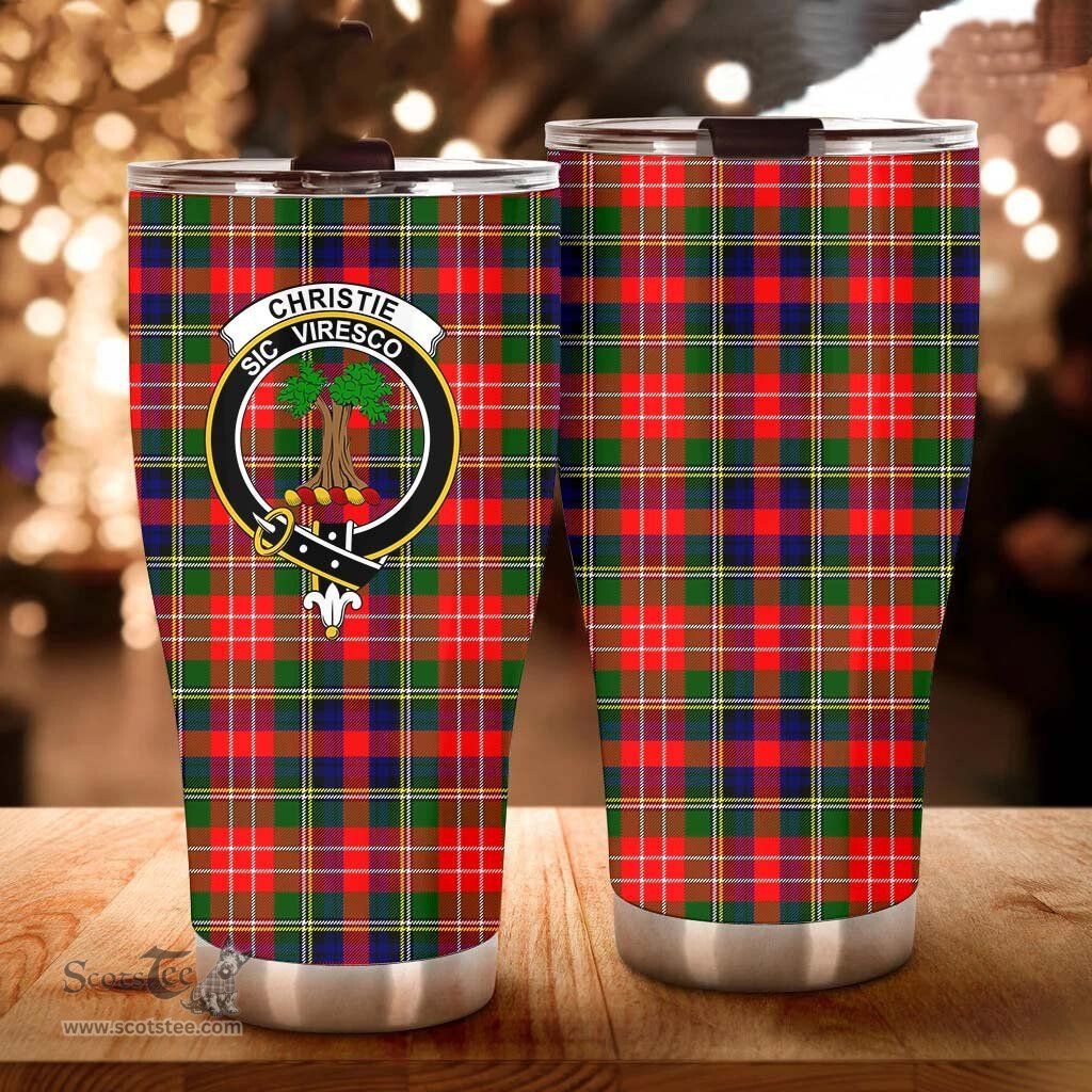 Scottish Christie Clan Tartan Tumbler - Curved Glitter Tumbler Scottish Plaid Tartan Plaid