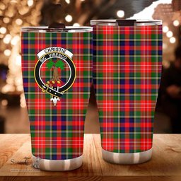 Scottish Christie Clan Tartan Tumbler - Curved Glitter Tumbler Scottish Plaid Tartan Plaid