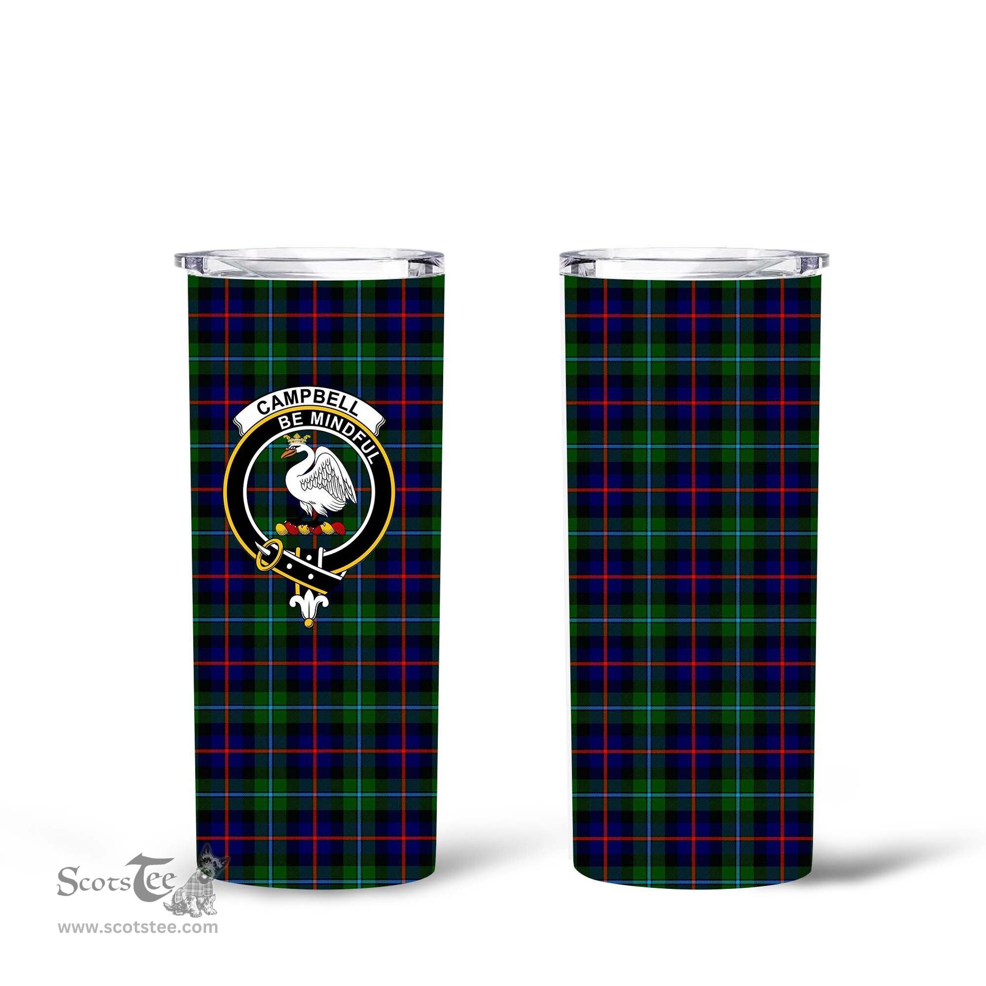 Scottish Campbell of Cawdor Clan Tartan Tumbler - Tall Glitter Tumbler Scottish Plaid Tartan Plaid