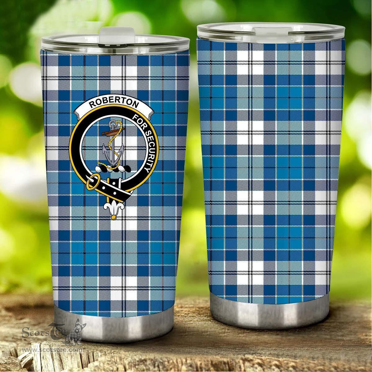 Scottish Roberton Clan Tartan Tumbler - Stainless Steel Glitter Tumbler Scottish Plaid Tartan Plaid
