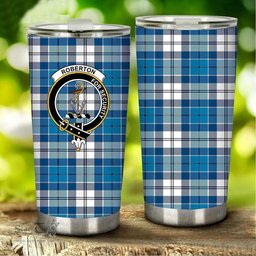Scottish Roberton Clan Tartan Tumbler - Stainless Steel Glitter Tumbler Scottish Plaid Tartan Plaid