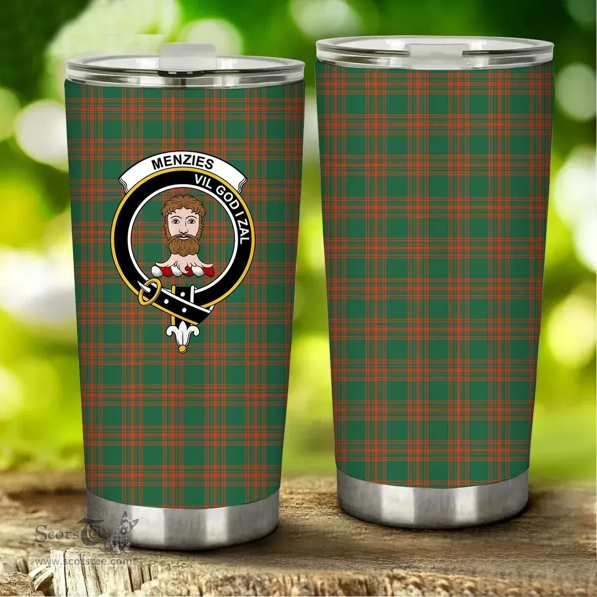 Scottish MENZIES GREEN ANCIENT Clan Tartan Tumbler - Stainless Steel Glitter Tumbler Scottish Plaid Tartan Plaid