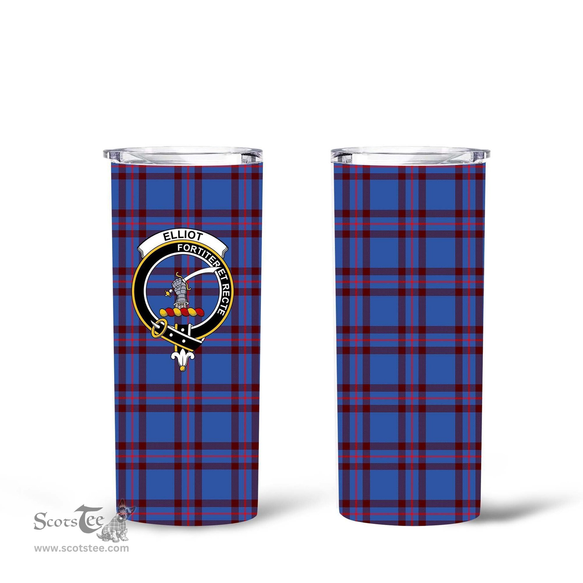 Scottish Elliot Clan Tartan Tumbler - Tall Glitter Tumbler Scottish Plaid Tartan Plaid