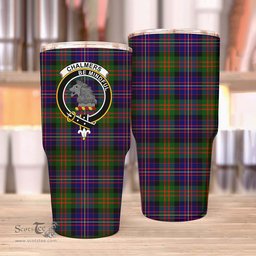 Scottish Chalmers Clan Tartan Tumbler - Stainless Steel Glitter Tumbler Scottish Plaid Tartan Plaid
