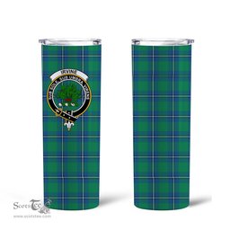 Scottish Irvine Clan Tartan Tumbler - Tall Glitter Tumbler Scottish Plaid Tartan Plaid