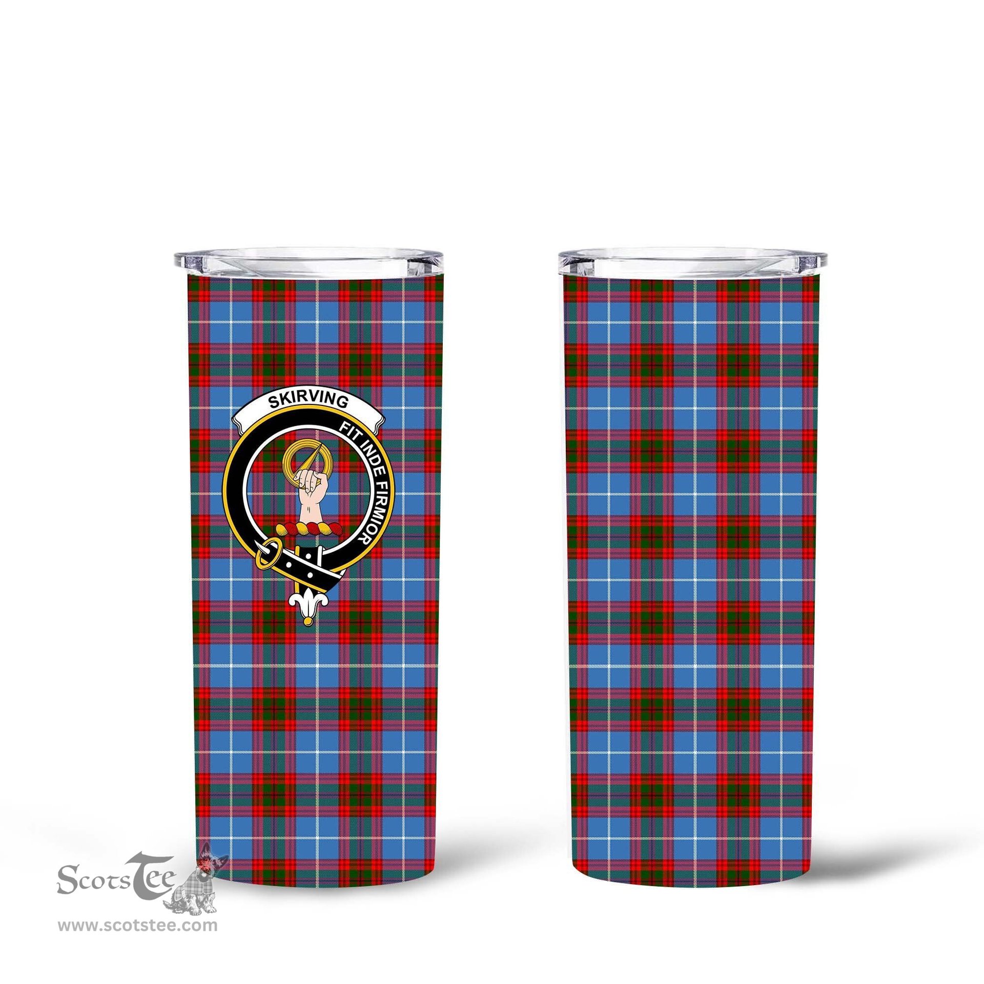 Scottish Skirving Clan Tartan Tumbler - Tall Glitter Tumbler Scottish Plaid Tartan Plaid