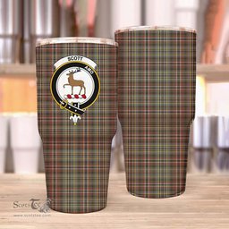 Scottish Scott Green Weathered Clan Tartan Tumbler - Stainless Steel Glitter Tumbler Scottish Plaid Tartan Plaid