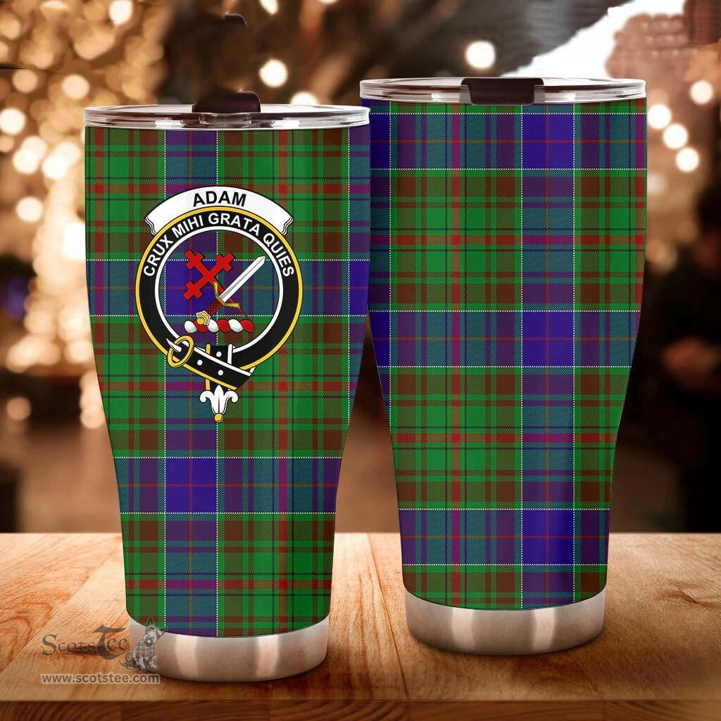 Scottish Adam Clan Tartan Tumbler - Curved Glitter Tumbler Scottish Plaid Tartan Plaid