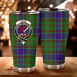 Scottish Adam Clan Tartan Tumbler - Curved Glitter Tumbler Scottish Plaid Tartan Plaid