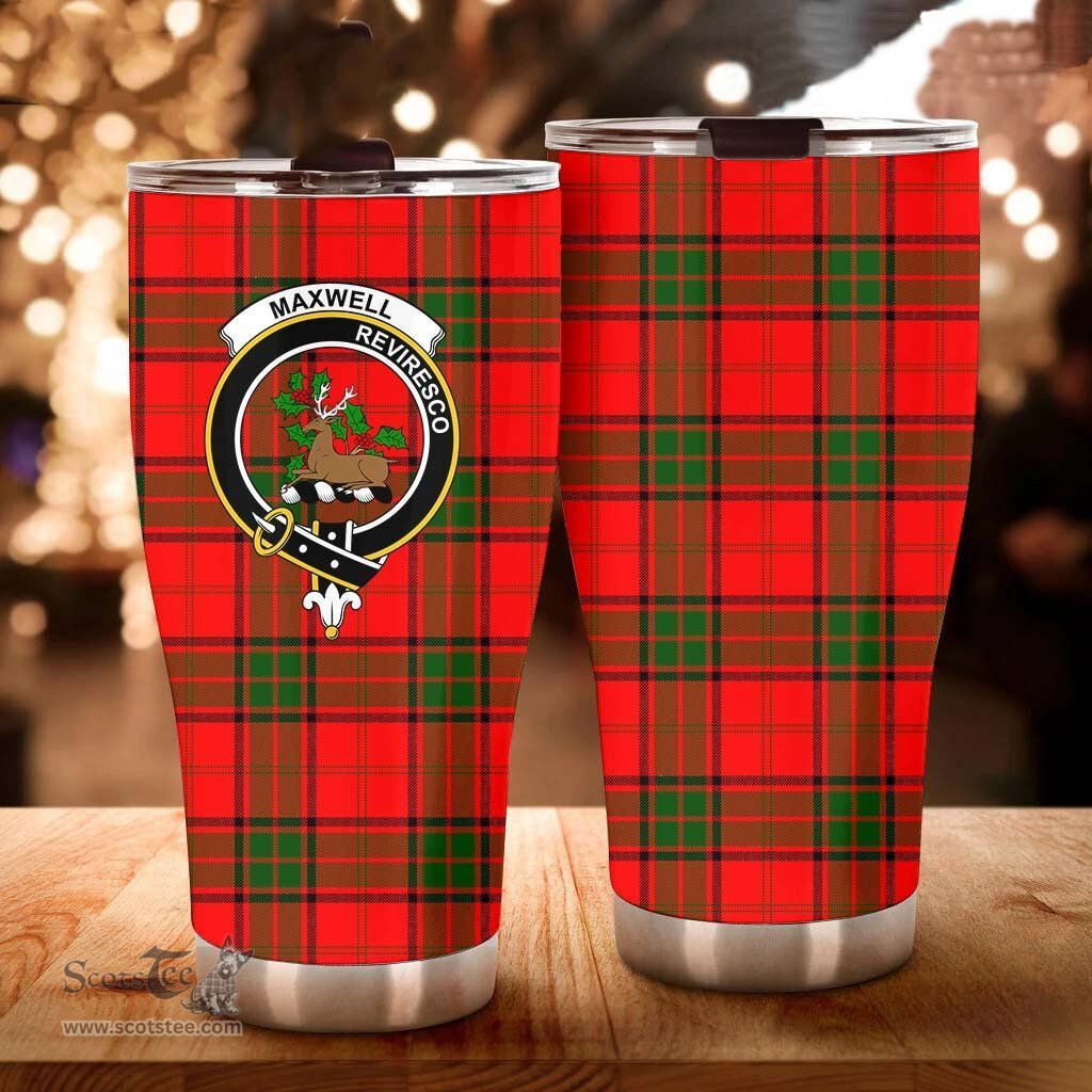 Scottish Maxwell Clan Tartan Tumbler - Curved Glitter Tumbler Scottish Plaid Tartan Plaid