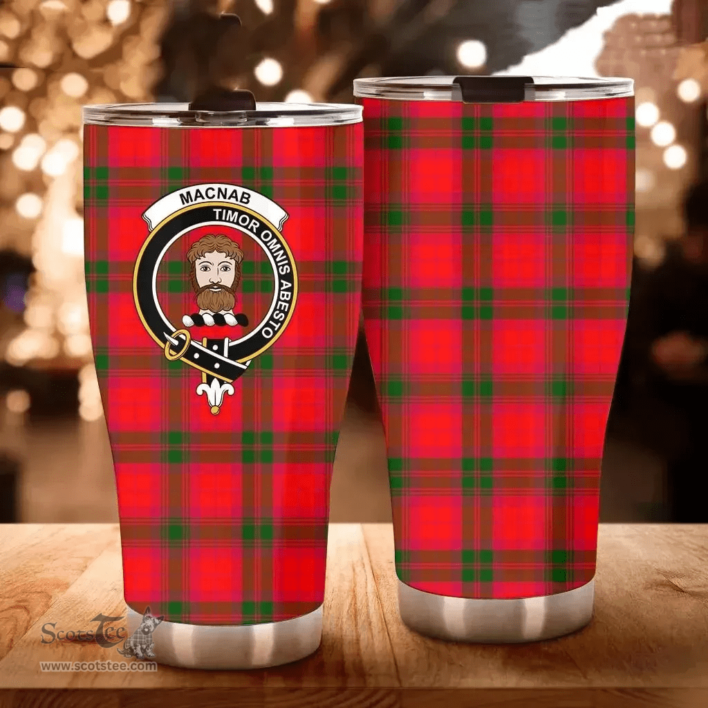 Scottish MacNab Clan Tartan Tumbler - Curved Glitter Tumbler Scottish Plaid Tartan Plaid