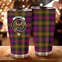 Scottish Carnegie Clan Tartan Tumbler - Curved Glitter Tumbler Scottish Plaid Tartan Plaid