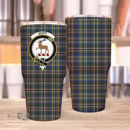 Scottish Scott Green Modern (1) Clan Tartan Tumbler - Stainless Steel Glitter Tumbler Scottish Plaid Tartan Plaid