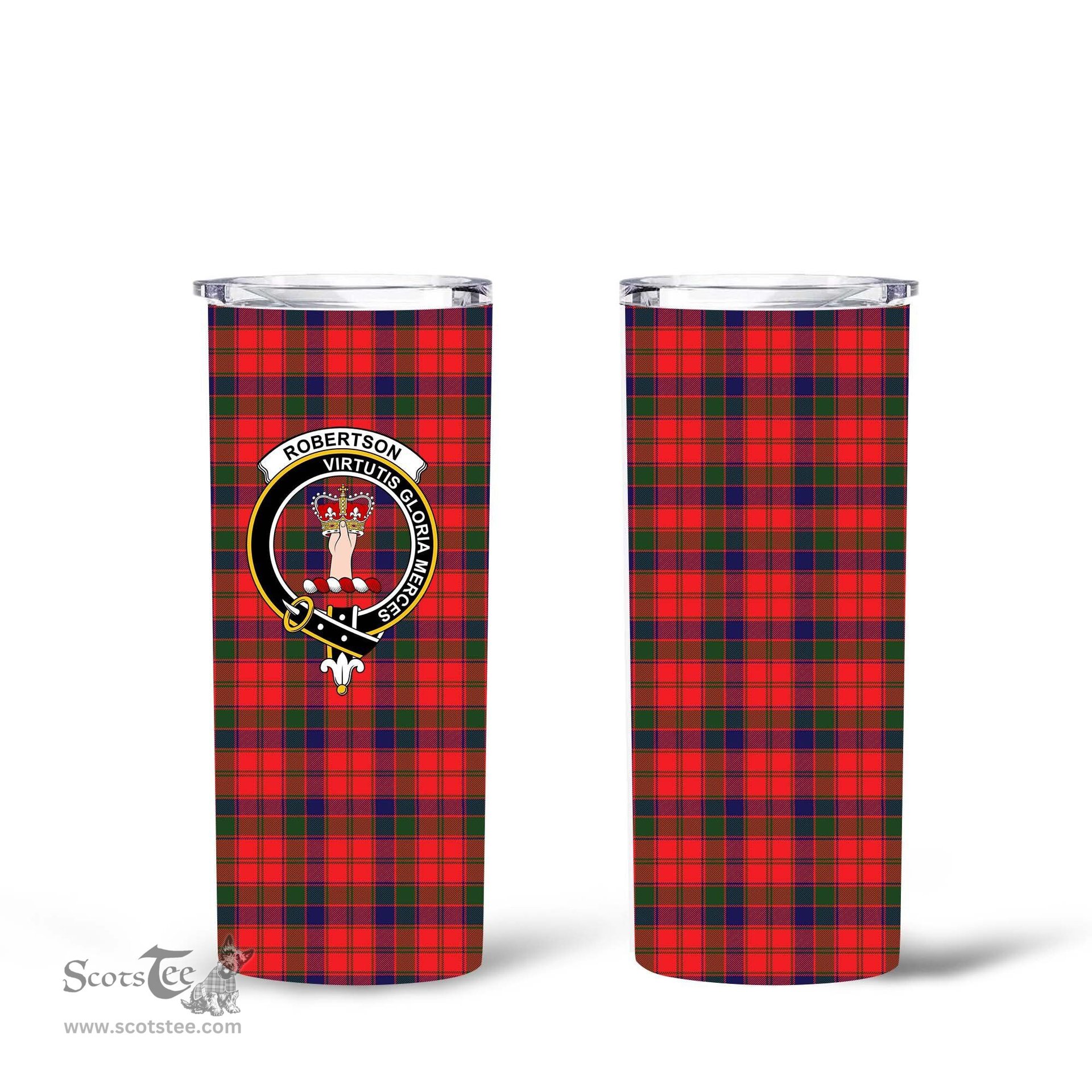 Scottish Robertson Clan Tartan Tumbler - Tall Glitter Tumbler Scottish Plaid Tartan Plaid