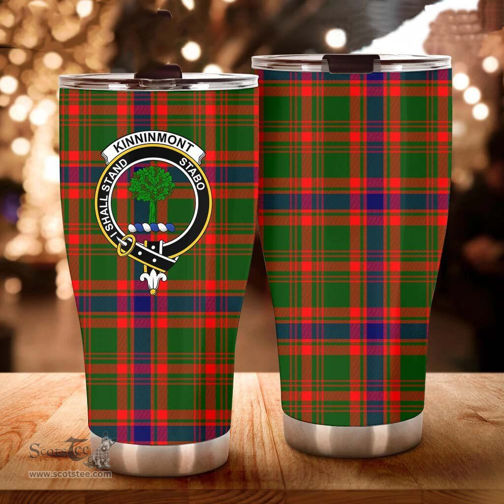 Scottish Kinninmont Clan Tartan Tumbler - Curved Glitter Tumbler Scottish Plaid Tartan Plaid