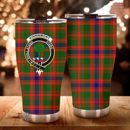 Scottish Kinninmont Clan Tartan Tumbler - Curved Glitter Tumbler Scottish Plaid Tartan Plaid