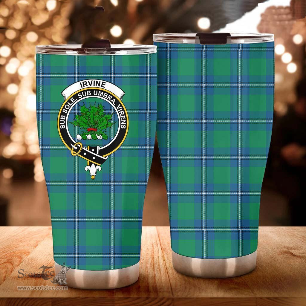 Scottish Irvine Clan Tartan Tumbler - Curved Glitter Tumbler Scottish Plaid Tartan Plaid