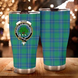 Scottish Irvine Clan Tartan Tumbler - Curved Glitter Tumbler Scottish Plaid Tartan Plaid