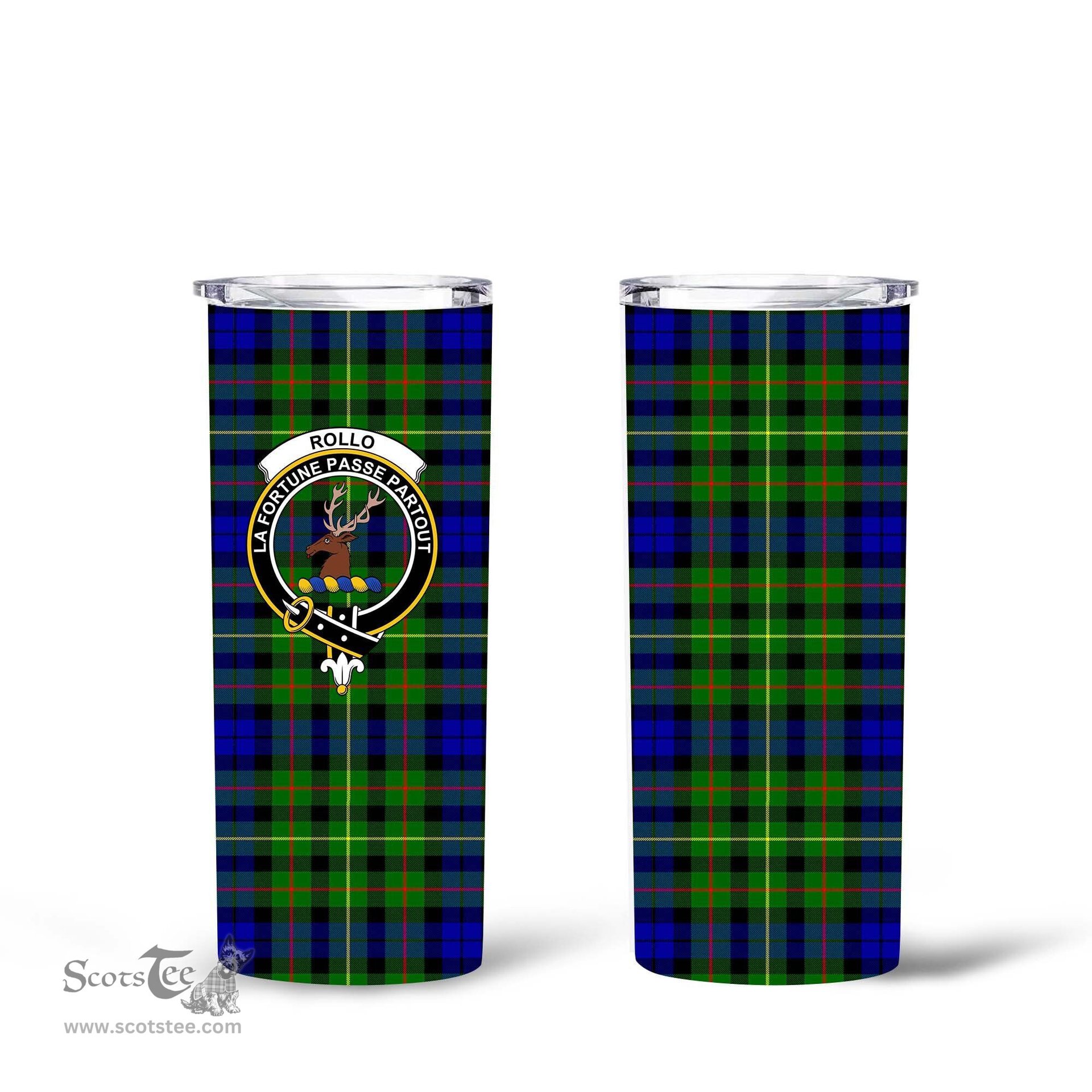 Scottish Rollo Clan Tartan Tumbler - Tall Glitter Tumbler Scottish Plaid Tartan Plaid