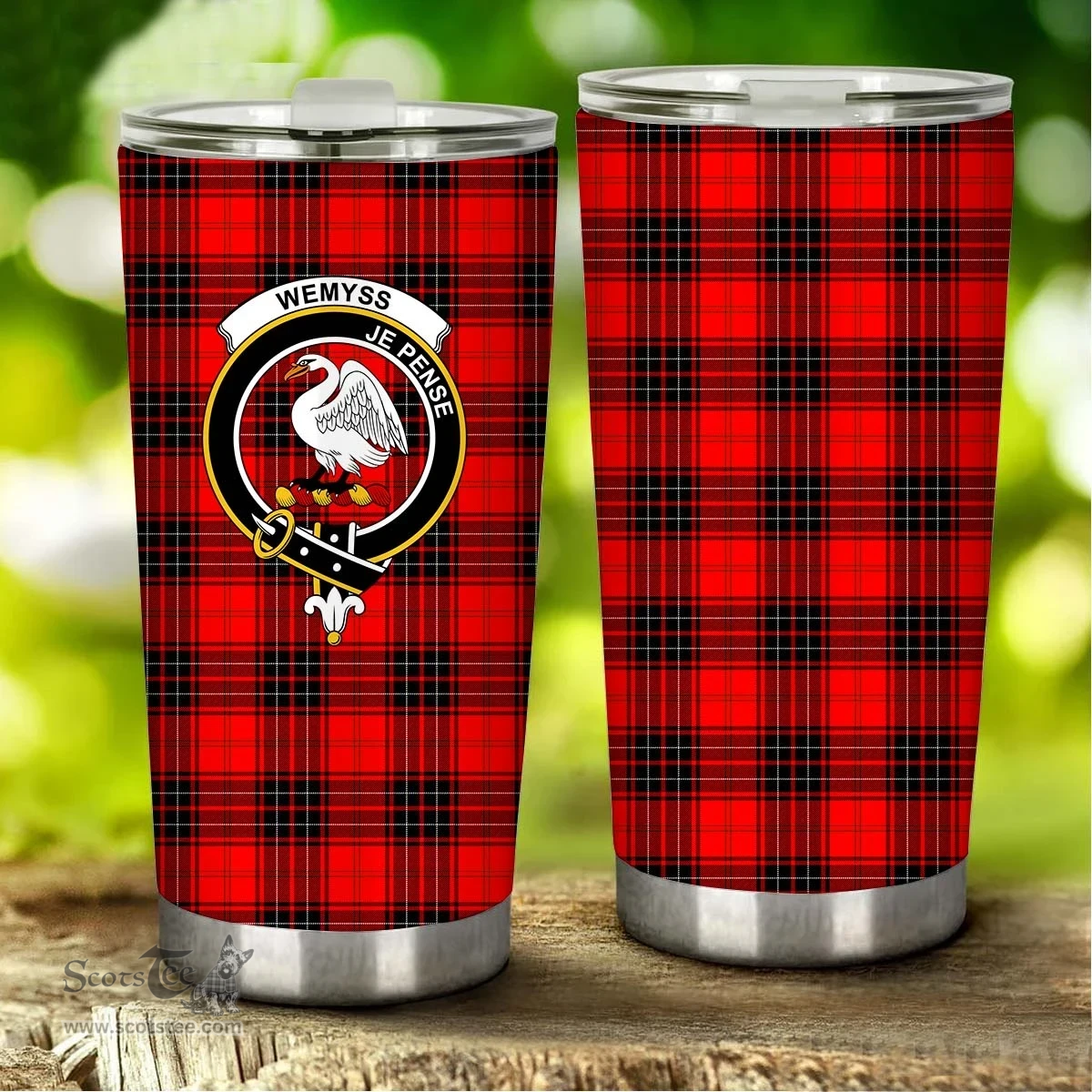 Scottish Wemyss Clan Tartan Tumbler - Stainless Steel Glitter Tumbler Scottish Plaid Tartan Plaid