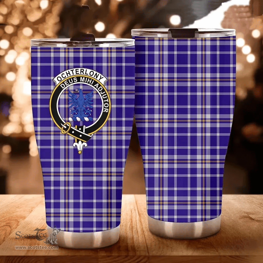 Scottish Ochterlony Clan Tartan Tumbler - Curved Glitter Tumbler Scottish Plaid Tartan Plaid