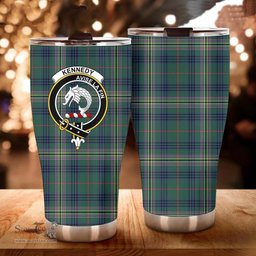 Scottish Kennedy Clan Tartan Tumbler - Curved Glitter Tumbler Scottish Plaid Tartan Plaid