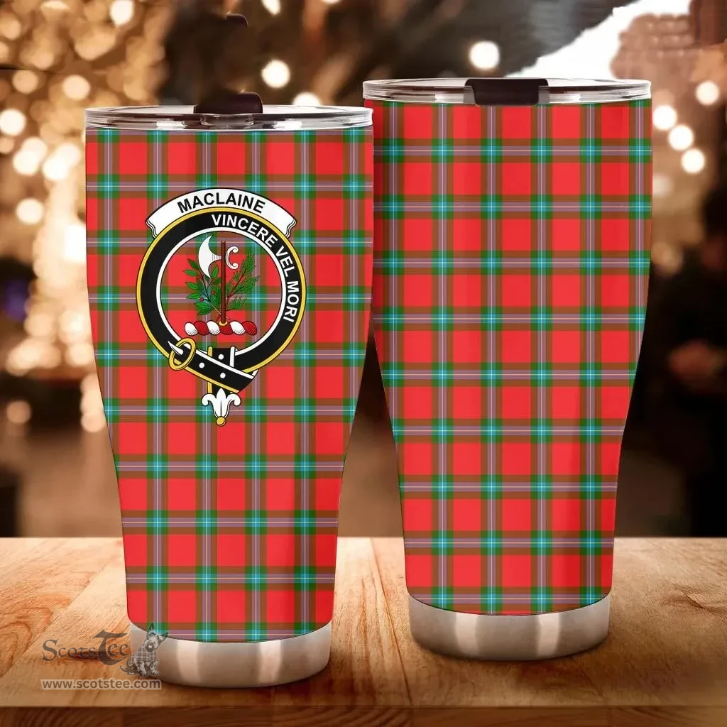 Scottish MACLAINE OF LOCH BULE Clan Tartan Tumbler - Curved Glitter Tumbler Scottish Plaid Tartan Plaid