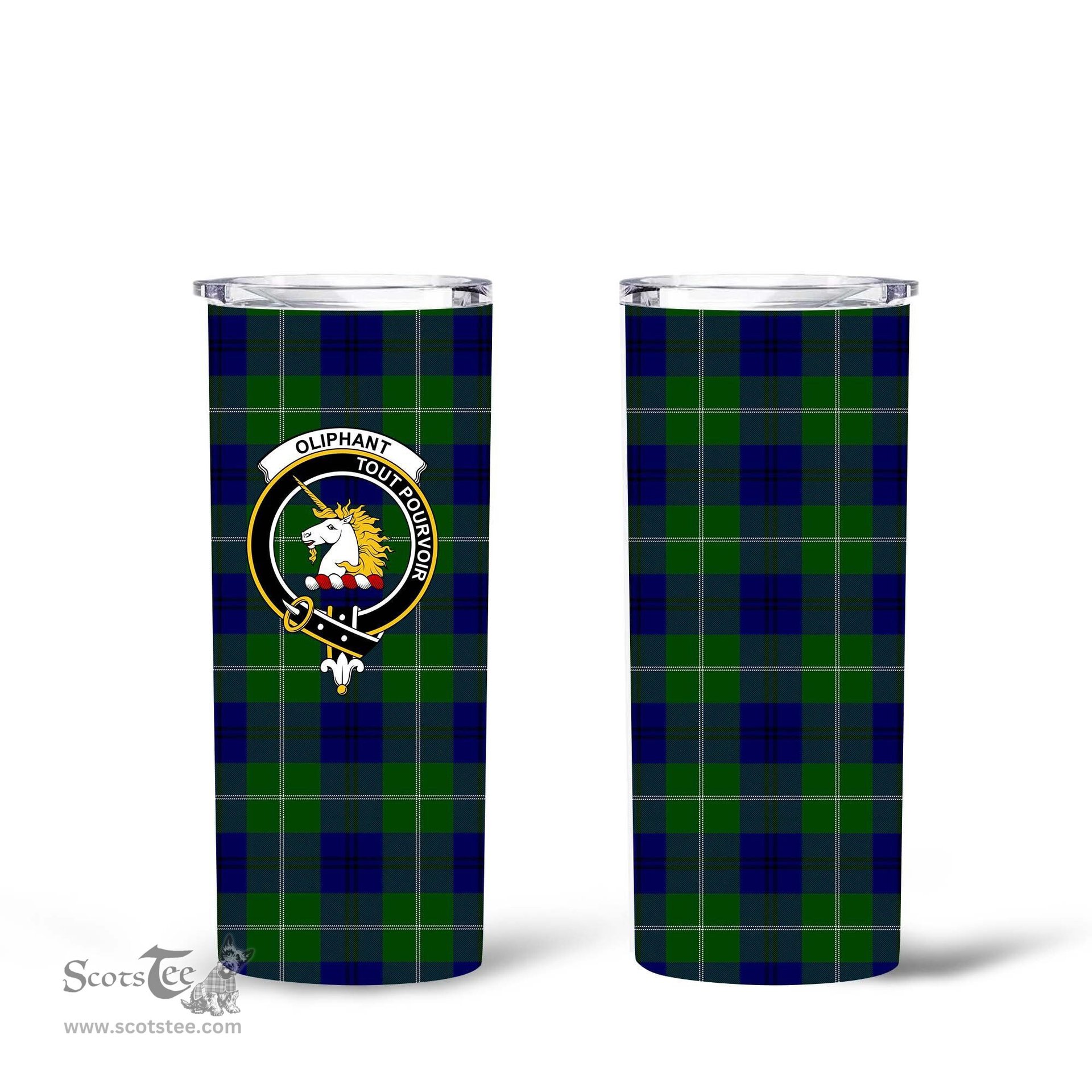 Scottish Oliphant Clan Tartan Tumbler - Tall Glitter Tumbler Scottish Plaid Tartan Plaid