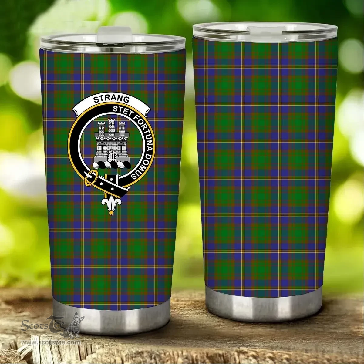 Scottish Strange (or Strang) Clan Tartan Tumbler - Stainless Steel Glitter Tumbler Scottish Plaid Tartan Plaid