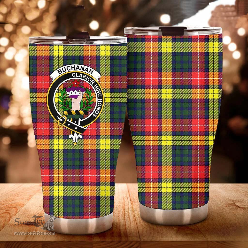 Scottish Buchanan Clan Tartan Tumbler - Curved Glitter Tumbler Scottish Plaid Tartan Plaid